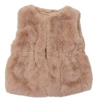 Pudrová kožešinová podšitá vesta/cardigan Next