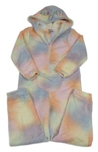 Duhová plyšová kombinéza s kapsu a kapucí - jednorožec H&M
