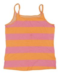 Neonově oranžovo-růžový pruhovaný crop top H&M