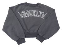 Antracitová crop mikina s nápisem Primark