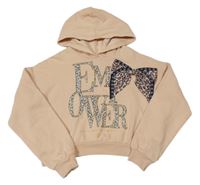 Meruňková crop mikina s nápisy a kapucí River Island