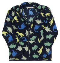 Tmavomodrá fleecová propínací mikina s dinosaury KIDS