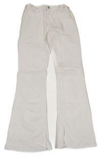 Bílé elastické flare rifle s rozparkem H&M