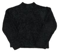 Tmavomodro-stříbrný chlupatý crop svetr H&M