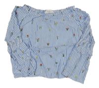 Modro-bílá pruhovaná crop hlenka s kaktusy zn H&M