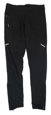 Černé funkční běžecké legíny s pruhy Decathlon