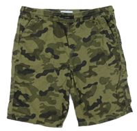 Khaki-černé army cargo plátěné kraťasy PRIMARK