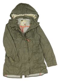 Khaki plátěná parka s odepínací kapucí H&M