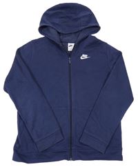 Tmavomodrá propínací mikina s logem a kapucí Nike