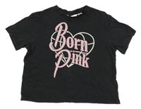 Antracitové crop tričko s nápisem - BlackPink H&M
