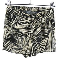 Dámské černo-smetnaové vzoroavné volné kraťasy s páskem Primark 
