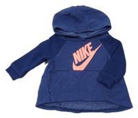 Tmavomodrá dlouhá sportovní mikina s logem a kapucí Nike 