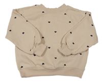 Béžová oversize mikina se srdíčky H&M
