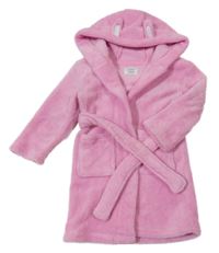 Růžový plyšový župan s kapucí s oušky PRIMARK