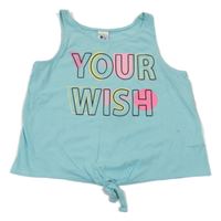 Světlemodrý crop top s nápisem a uzlem C&A