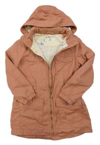Starorůžová plátěná podzimní parka s kapucí H&M