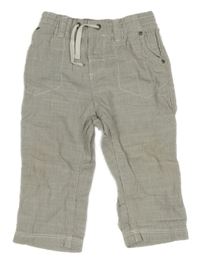 Šedo-bílé pruhované plátěné kalhoty H&M