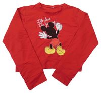 Červená crop mikina s Mickeym 