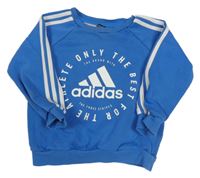 Modrá mikina s logem a nápisy Adidas 