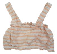 Bílo-broskvový pruhovaný vzorovaný crop top Vertbaudet