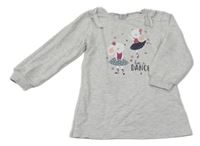 Šedá melírovaná tepláková šatová tunika s myškami a volánky Kiki&Koko