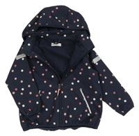 Tmavomodro-růžová puntíkatá softshellová bunda s kapucí H&M