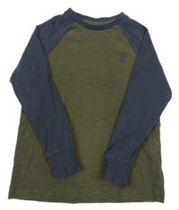 Tmavomodro-khaki triko s výšivkou Next