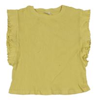 Žluté žebrované crop tričko Zara