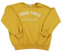 Okrová oversize mikin s nápisem F&F