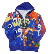 Tmavomdro-červená propínací mikina Rainbow Friends s kapucí 
