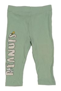 Olivové žebrované legíny se Snoopym PEANUTS