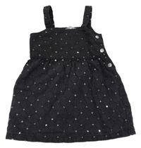 Černé kárované riflové šaty s flitry RIVER ISLAND