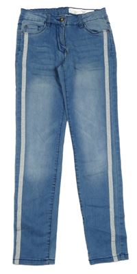 Modré skinny fit rifle s třpytivým pruhem Pepperts