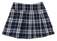 Tmavomodro-béžovo-hnědá kostkovaná skládaná sukně Primark
