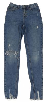 Modré skinny rifle s dírami 