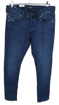 Nové - Pánské tmavomodré slim rifle Jack & Jones vel. 32/34