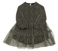 Béžovo-černo-hnědé vzorované síťované šaty Dunnes
