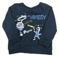 Tmavomodrá mikina s roboty So Cute