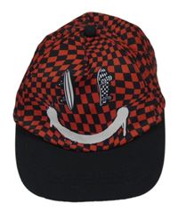 Černo-bílá kostkovaná kšiltovka se smajlíkem