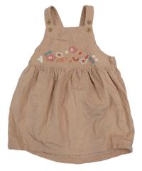 Pudrové manšestrové šaty s kytičkami M&S