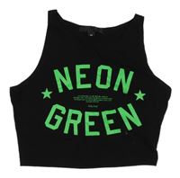 Černý crop top se zeleným nápisem 