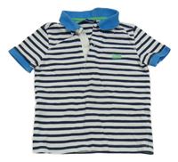 Bílo-tmavomodré pruhované polo tričko 