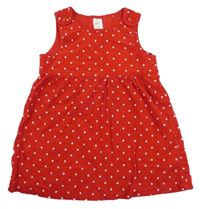 Červeno-bílé puntíkaté manšestrové laclové šaty H&M