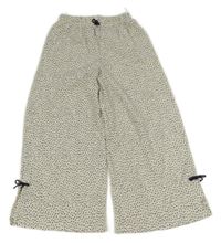Smetanové vzorované strukturované culottes kalhoty C&A