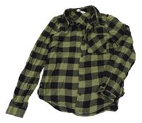 Khaki-černá kostkovaná halenka H&M