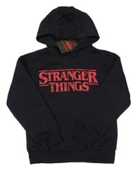 Černá mikina s nápisy - Stranger Things a kapucí PRIMARK