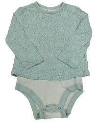 Světlezeleno-bílé triko se zvířaty a všitým body Impidimpi
