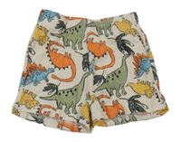 Barevné žebrované kraťasy s dinosaury 