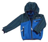 Modro-zelená melírovaná softshellová bunda s kapucí Kiki&Koko