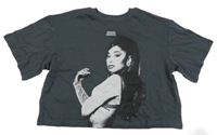 Antracitové hudební crop tričko - Ariana Grande H&M